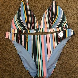 Brand new Forever 21 Striped Bikini